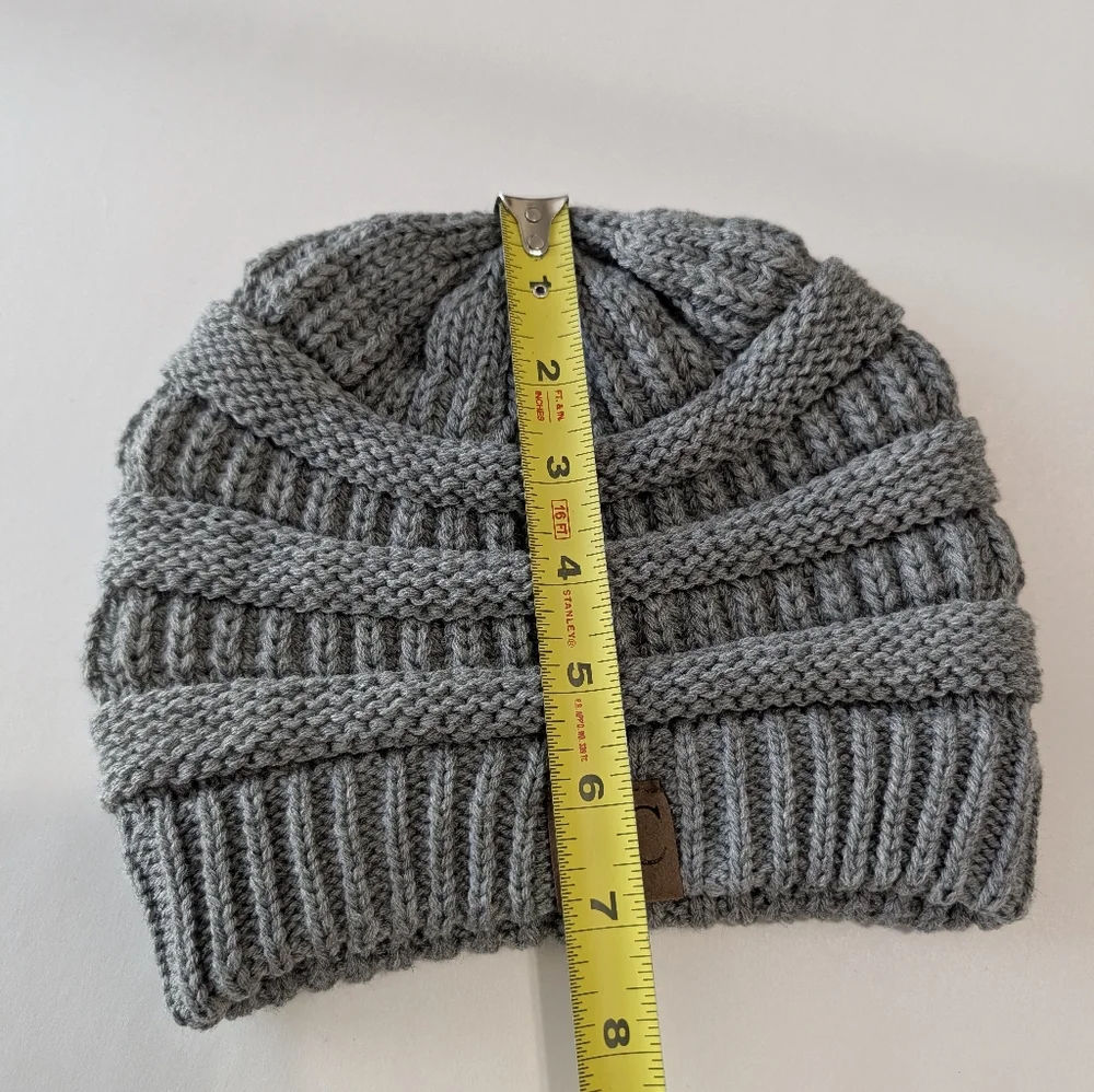 C.C Trendy Gray Warm Chunky Soft Stretch Cable Knit Skully Beanie Hats Cap
